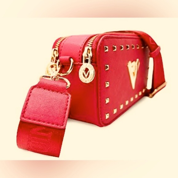 Orlando Valentino Red Leather Studded Bag, NWT - Picture 2 of 10